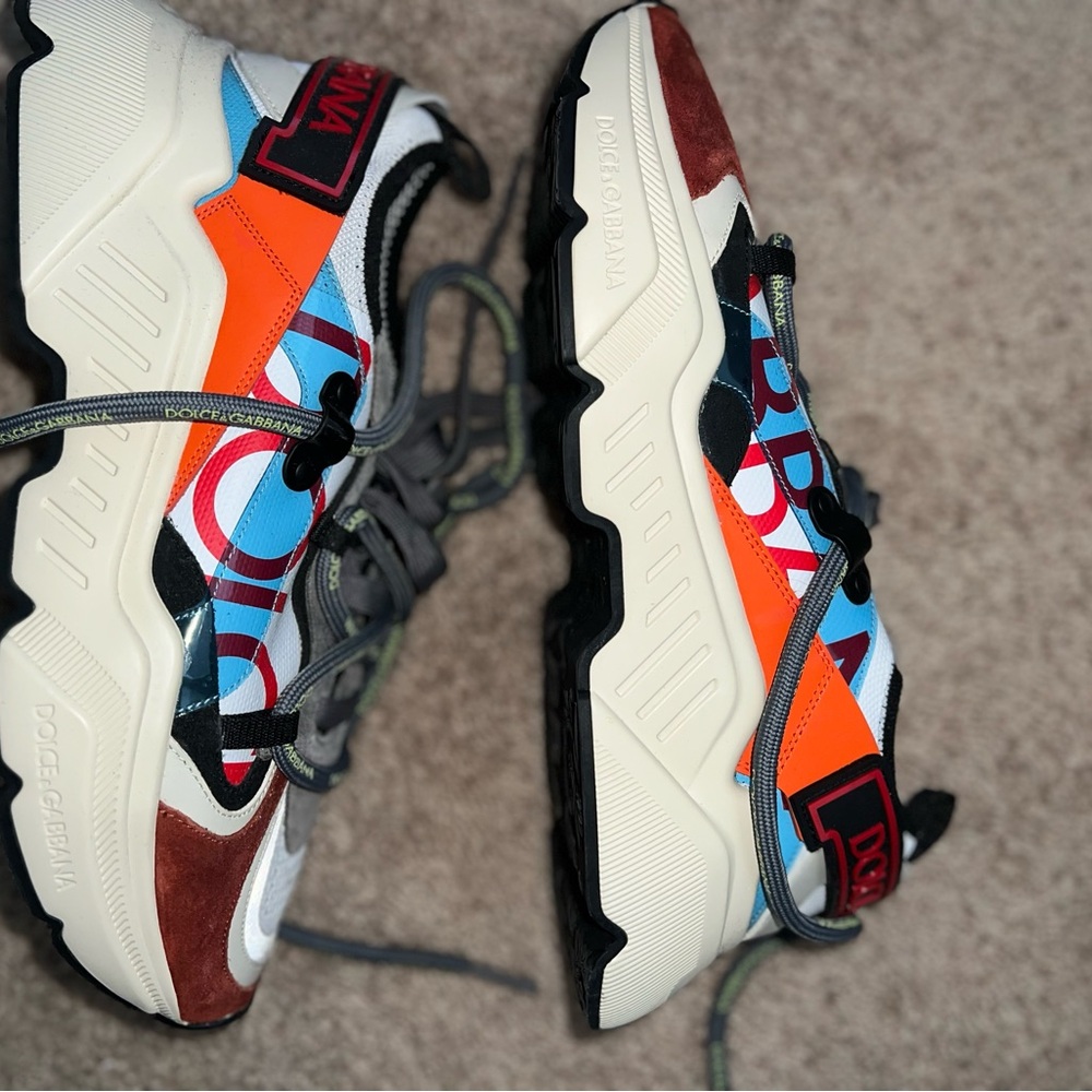 Dolce & Gabbana Orange Blue Sneakers Vibrant Design